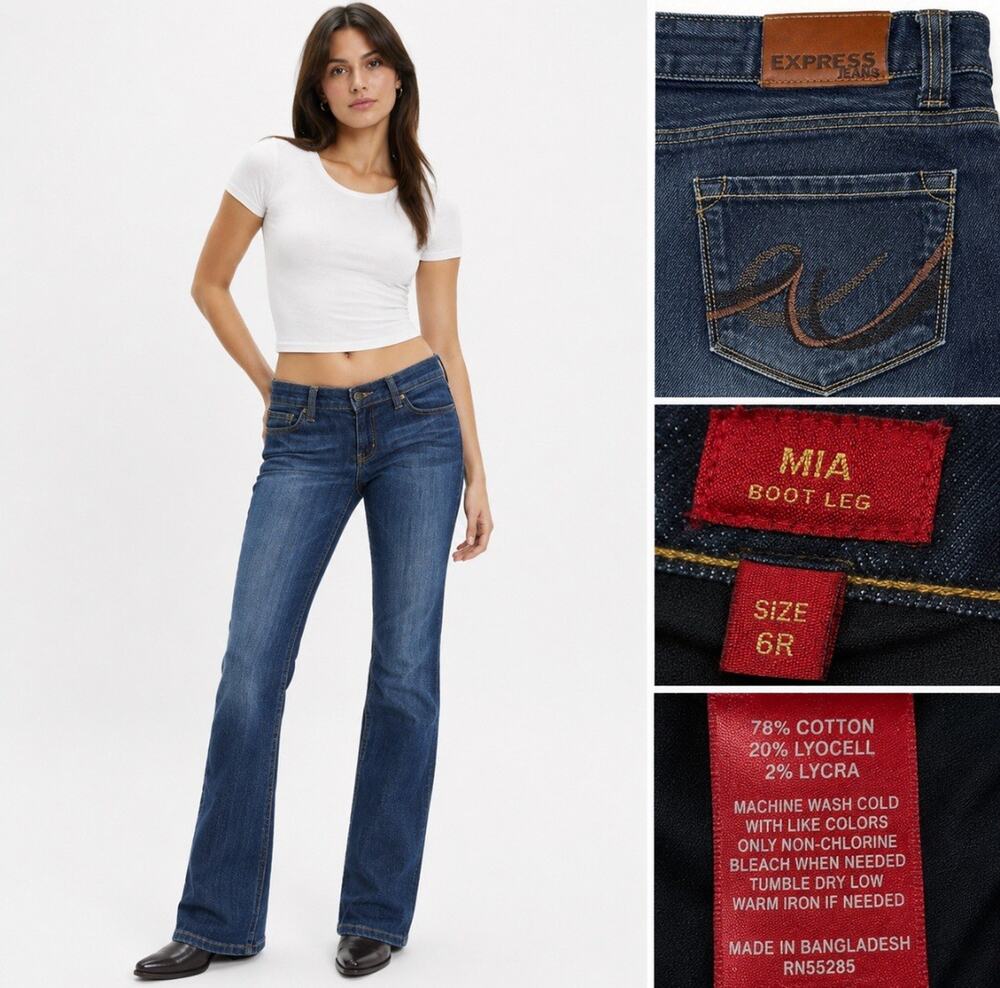 Y2K Indie Express Jeans MIA Women's Bootcut Jeans Size 6 Dark Wash Denim Indigo